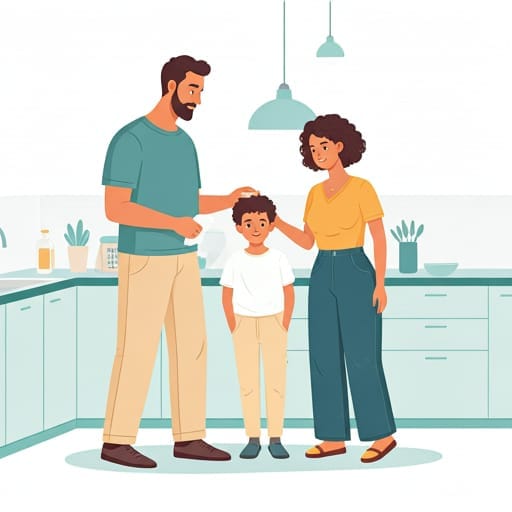 Happy family in a clean kitchen